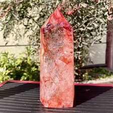 1.82LB Natural Crystal Red Ghost Quartz Mine Crystal Column Decoration picture