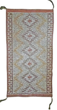 Unique Navajo Raised Outline Rug 50x27 Coal Mine Mesa Eye Dazzler Vintage picture