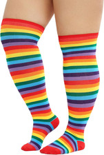 Plus Size Rainbow Socks Over Knee Pride Socks LGBT Rainbow Thigh High Socks P... picture