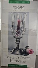 NEW - TOSCANY Classic Crystal & Pewter Hurricane. 24% With Solid Brass Base picture