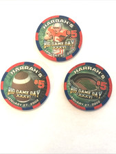 Harrah’s LV $5 Casino Chips Set of 3 - Big Game Day SB 36 Jan 27, 2002 LTD 1000 picture