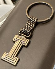 Vintage 1980s Name Tag Plate Solid Metal Keychain Key Chains USA I i Letter picture