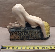 RARE Vintage Chalkware Coin Bank Naked Lady Nude Woman Hollywood Regency? picture