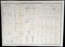 1856 Capt Delafield Large Antique Schematics of Calvary Barracks Rifles, Pistols picture