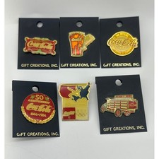 Vintage Coca-Cola Enamel Pin Lot 6 pc 50 Anniversary USA Olympic Wrestling Truck picture