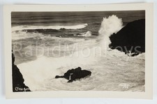 Vintage Oregon Coast Crashing Waves Real Photo Postcard Christian 134 RPPC picture