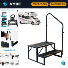 Stable 2 Step RV Steps with Handrail, Mobile Home Metal Stairs 400 LBS picture