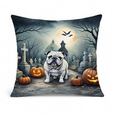 Caroline's Treasures English Bulldog Spooky Halloween Throw Pillow DAC2039PW1414 picture