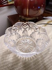 Antique ABP Cut Glass Bowl 5x3” Star & Fan Pattern Scalloped Rim Flat Base picture