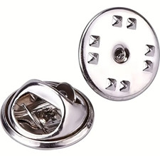 10 Silver Metal Pin Backs Lapel Pin Backs Pin Safety Back Brooch Tie Replacement picture