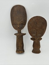 VTG African Ashanti Fertility Doll Hand Carved Wood Statue Figures picture