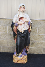 Older Spanish Statue of Mary, Our Lady of Sorrows, Real Glass Eyes, 53