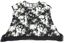 Simply Vera Wang Womens Black/White Short Sleeve Casual Blouse Top Size 2X picture