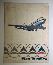 Vintage 1974 Delta Air Lines System Route Map Booklet Brochure Fleet Boeing 747 picture