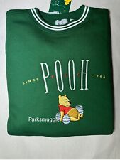 Disney Parks Winnie The Pooh Green Embroidered Pullover Sweater Sweatshirt XL picture
