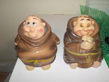 Vintage 1950's Kreiss Ceramic Friar Tuck Fat Monks Bookends picture