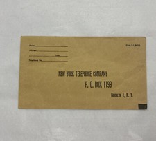 Vintage New York Telephone Company Envelope Used For Bill Payment Brooklyn 1,NY picture