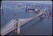 Photo:New York City Manhattan Bridge Brooklyn Bridge Aerial View 1960s picture