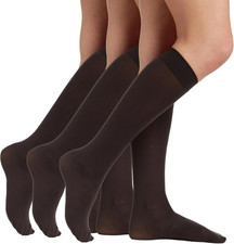 Womens Plus Size Opaque Knee Highs 3 Pack 6724 Hosiery Trouser Socks picture