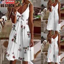 Plus Size Womens Floral V-Neck Sundress Ladies Boho Strappy Mini Cami Dress US picture