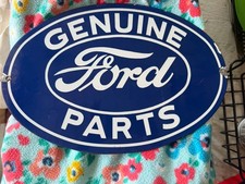 Ford Genuine Parts Two Sided Porcelain Sign 16.5”x11” picture