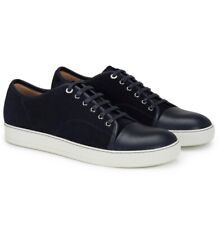 Lanvin DBB1 Suede And Patent Leather Sneakers Navy Blue Size 10 picture