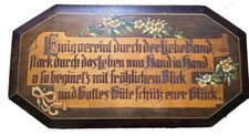 Antique German Wedding Blessing Wood Plaque Hermann van der Woude Oberstein picture