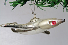 RARE Vintage Blown Glass Fighter JET AIRPLANE Christmas Ornament Carlini Italy picture
