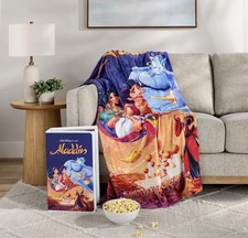 Disney Aladdin VHS Boxed Throw Blanket 50x70 Classic Genie Jasmine NEW SEALED picture