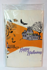 SEALED Package Vintage Reed's HALLOWEEN Table Cover Ghosts Bats Haunted House picture