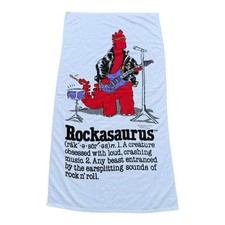 Vintage 1986 Rockasaurus Beach Towel Cliff Galbraith Franco Dinosaur Rock 55x28 picture
