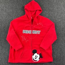 Disney Mickey Fleece Hooded Sweatshirt Jacket Womens Plus 2X Embroidered Red picture