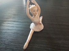 1985 Enesco Ceramic Ballerina Figurine Lavender Dress 3 1/2 Inches tall picture