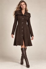 NEW Escada Knit Coat XL Strickmantel Brown Wool Blend Swarovski Crystal Detail picture