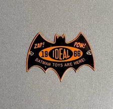 VINTAGE IDEAL TOYS BAT WINGS MATEL PORCELAIN SIGN CAR GAS OIL TRUCK MOTORCYCLE picture
