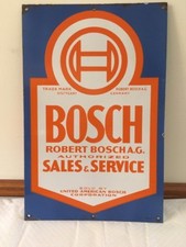 Vintage Original Double sided Porcelain Bosch Sales & Service sign 16x24 rare  picture