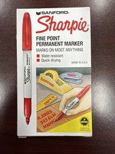 Vintage 1990s Sanford Sharpie Fine Point Red Markers 11/12 Box NOS USA 30002 picture