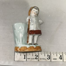 Antique 1920's Porcelain West Germany Skier Match Holder Fairing Nice Condition picture