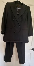 VINTAGE ESCADA BY MAGARETHA LEY-BLACK WOOL PANTSUIT picture