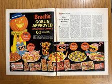 Vtg 1965 Brachs Halloween Candy Print Ad 2 Page Goblin Approved 1960s Candy Corn picture