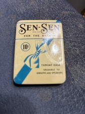 Vtg Sen-Sen Tin container - throat relief. 10 cents org price. Has some tablets picture