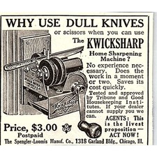 Kwicksharp Home Sharpening Machine Spengler-Loomis Chicago 2x2 c1915 Ad AF6-M3 picture