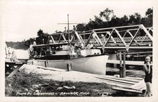 Boat at Dock, Bellaire MI Michigan 1956 RPPC Photo Postcard COPY picture