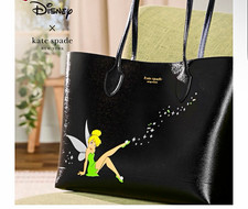 kate spade new york Disney Tinker Bell Large Tote Bag w/ Green Clutch, Black picture