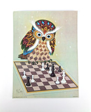 VTG 70s K Chin Owl Litho Print Mid Century Modern Donald Art Co. 9