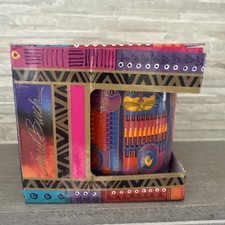 NWT Laurel Burch Rainbow Cat Cousins Ceramic Mug 2014 Yellow Interior  picture
