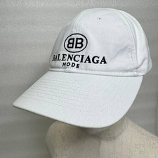 Balenciaga Logo Cap Size L White Cotton Embroidered Baseball Hat picture