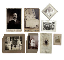 Antique Victorian Edwardian Photo Lot 8+ Cabinet Card Portraits 1890s-1920s picture