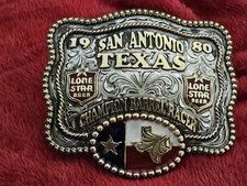 Lone Star Barrel Racer☆1980☆ RODEO X~TREME CHAMPION☆Texas☆TROPHY BUCKLE☆Rare☆T95 picture