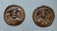 Pair of Antique Signed Gustav Grohe German Bronze Wall Plaques picture